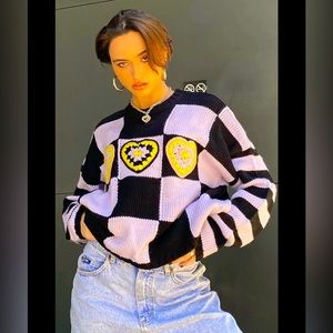 THE RAGGED PRIEST Crocheted Heart Sweater LIKE NEW